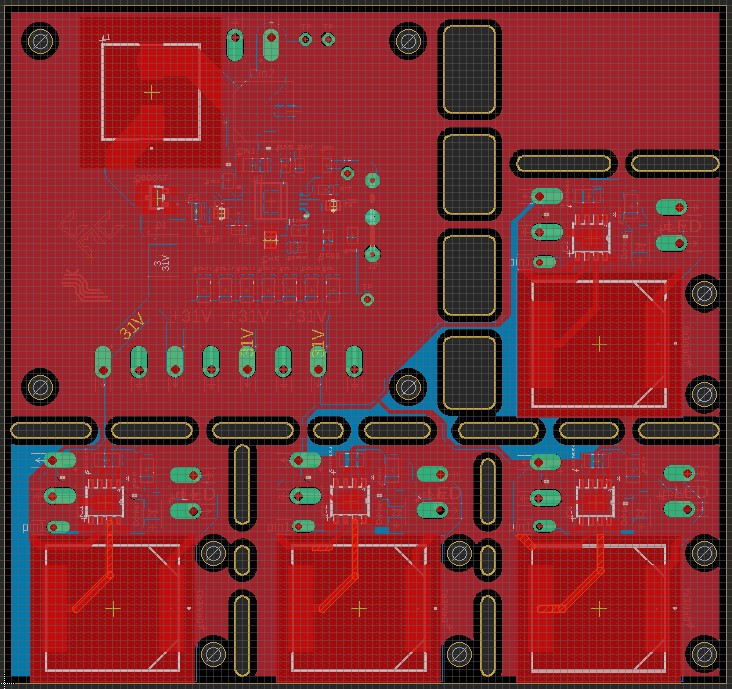 The routed PCB top layer