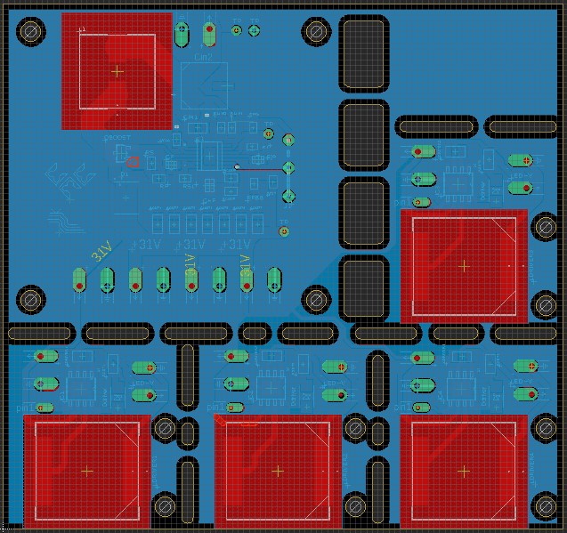 The bottom layer of the routed traces